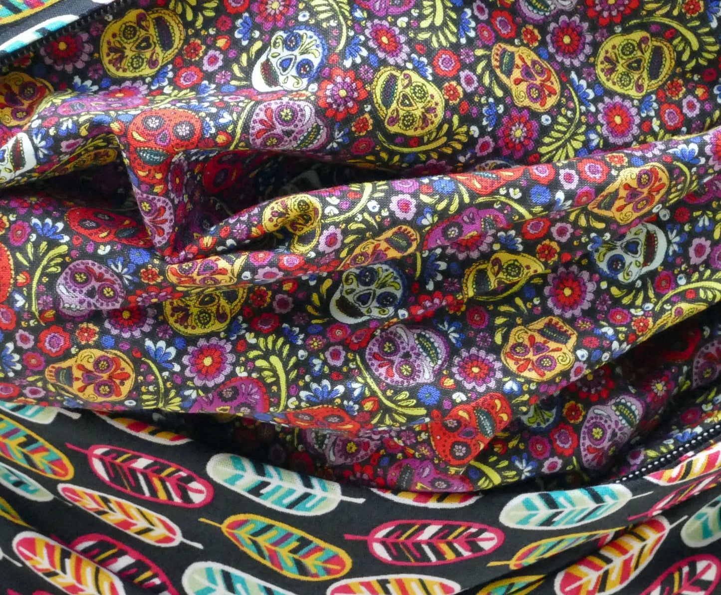 Foulard 5 en 1 Plumes et sugar skull Famille Nomade