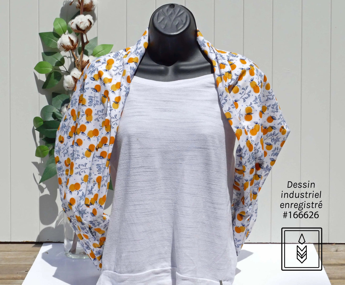 Foulard 5 en 1 motifs d'oranges Famille Nomade