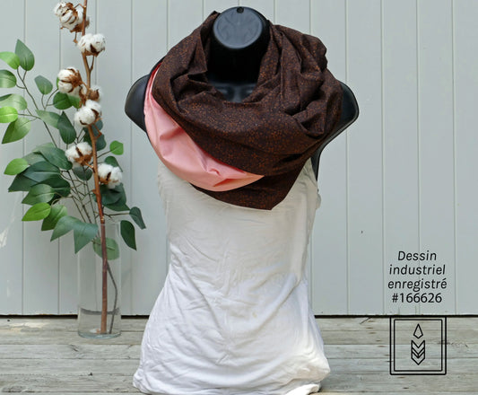 Foulard 5 en 1 Brun à fleurs roses Famille Nomade