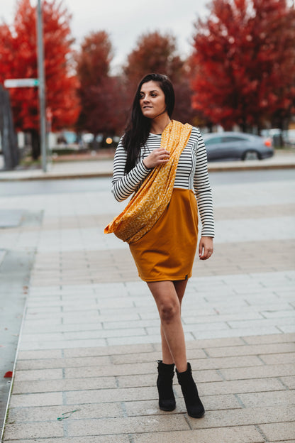 Foulard 5 en 1 Foulard jaune aux motifs de fougères Famille Nomade