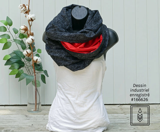 Foulard 5 en 1 Noir à fleurs grises Famille Nomade