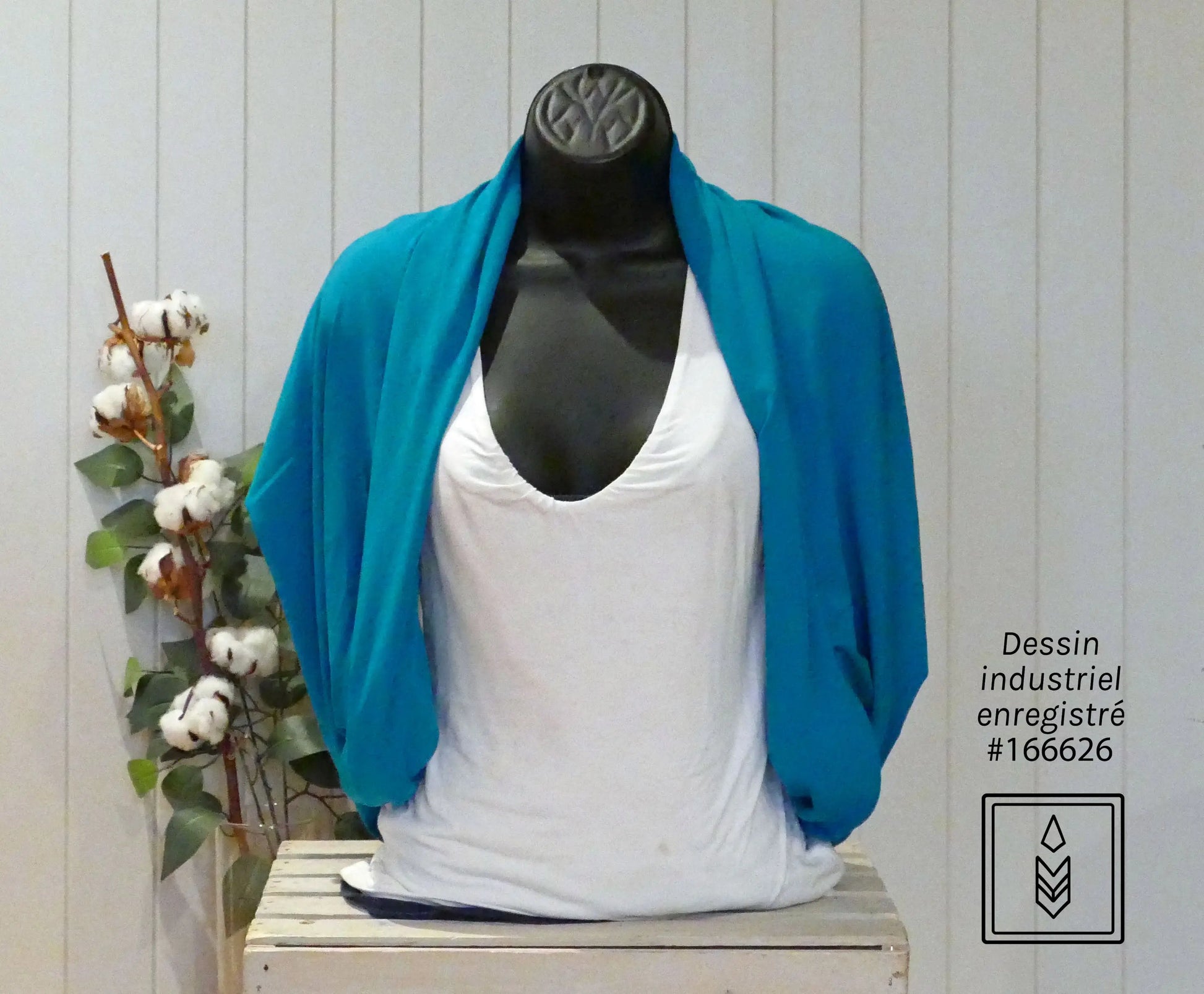 Foulard 5 en 1 en bambou bleu turquoise Famille Nomade