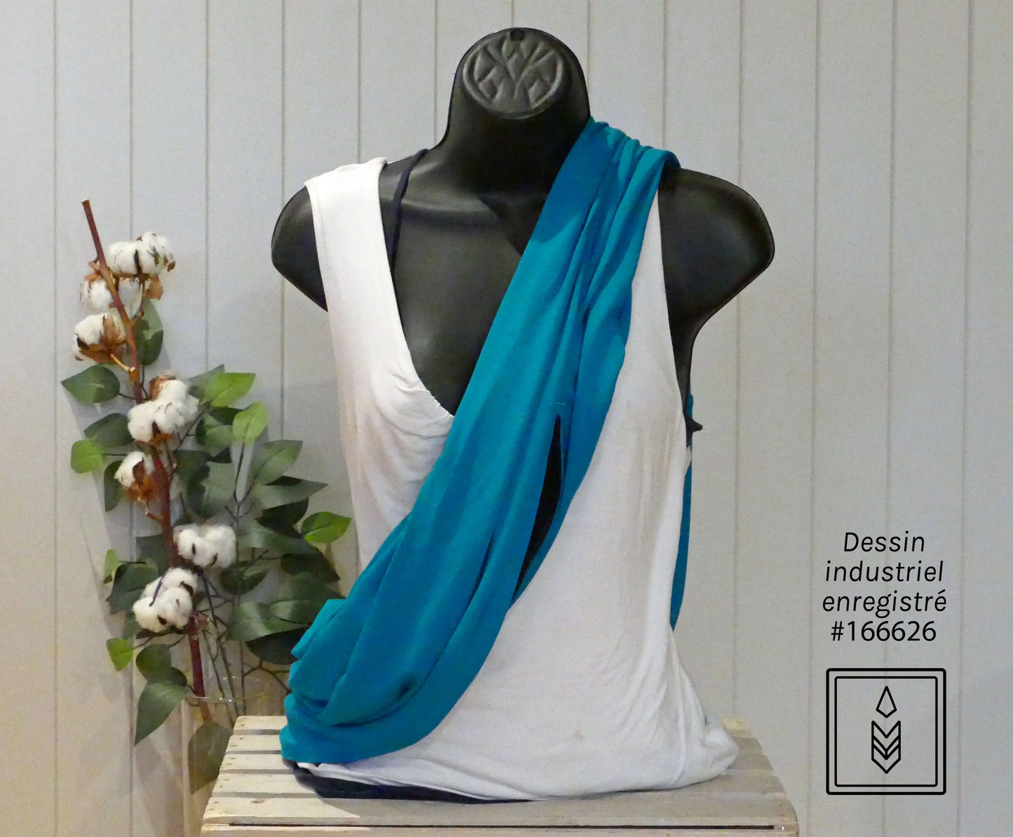 Foulard 5 en 1 en bambou bleu turquoise Famille Nomade