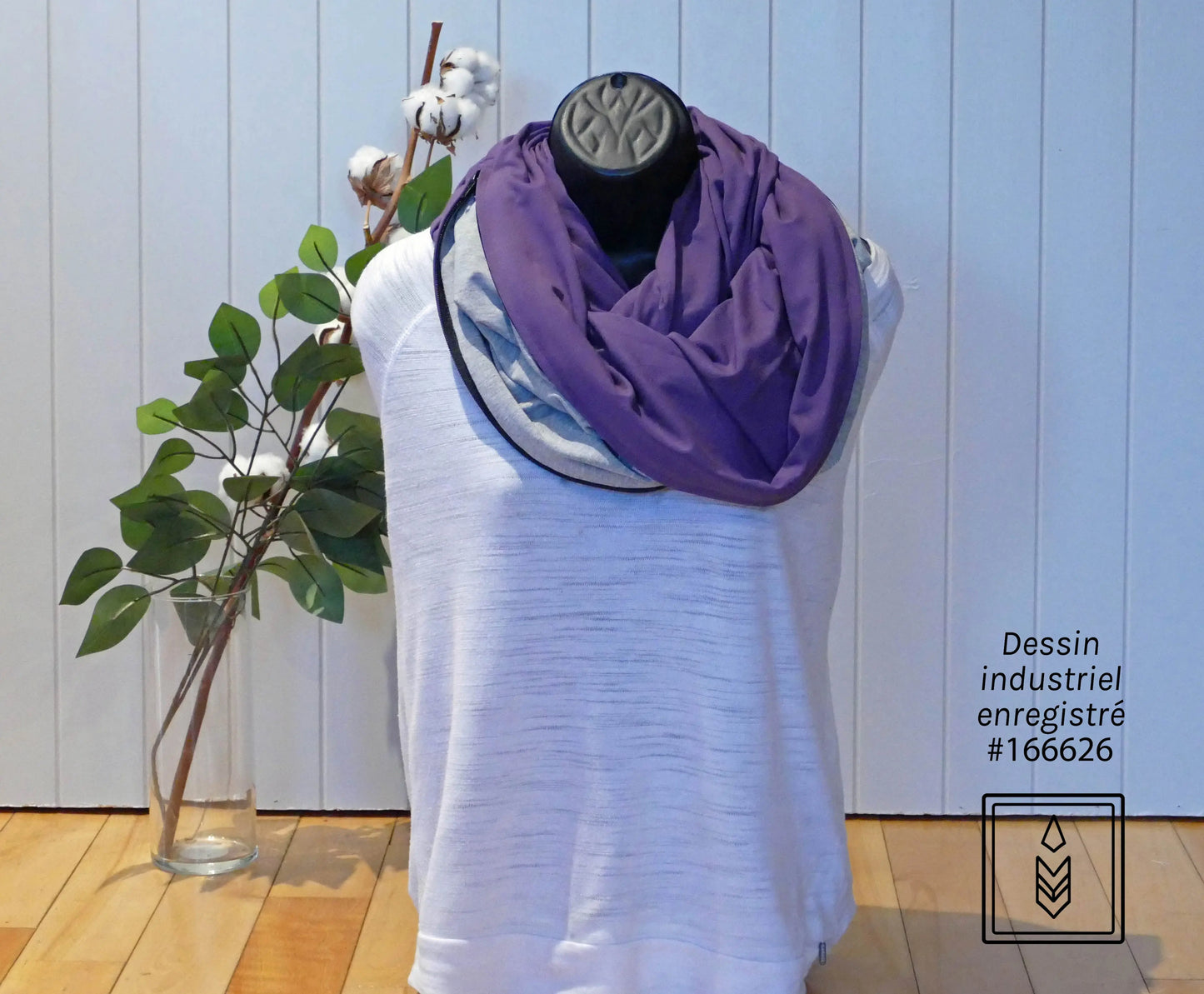 Foulard 5 en 1 en bambou mauve Famille Nomade