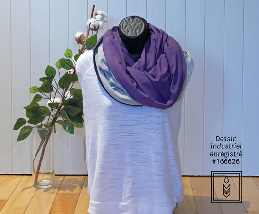 Foulard 5 en 1 en bambou mauve Famille Nomade