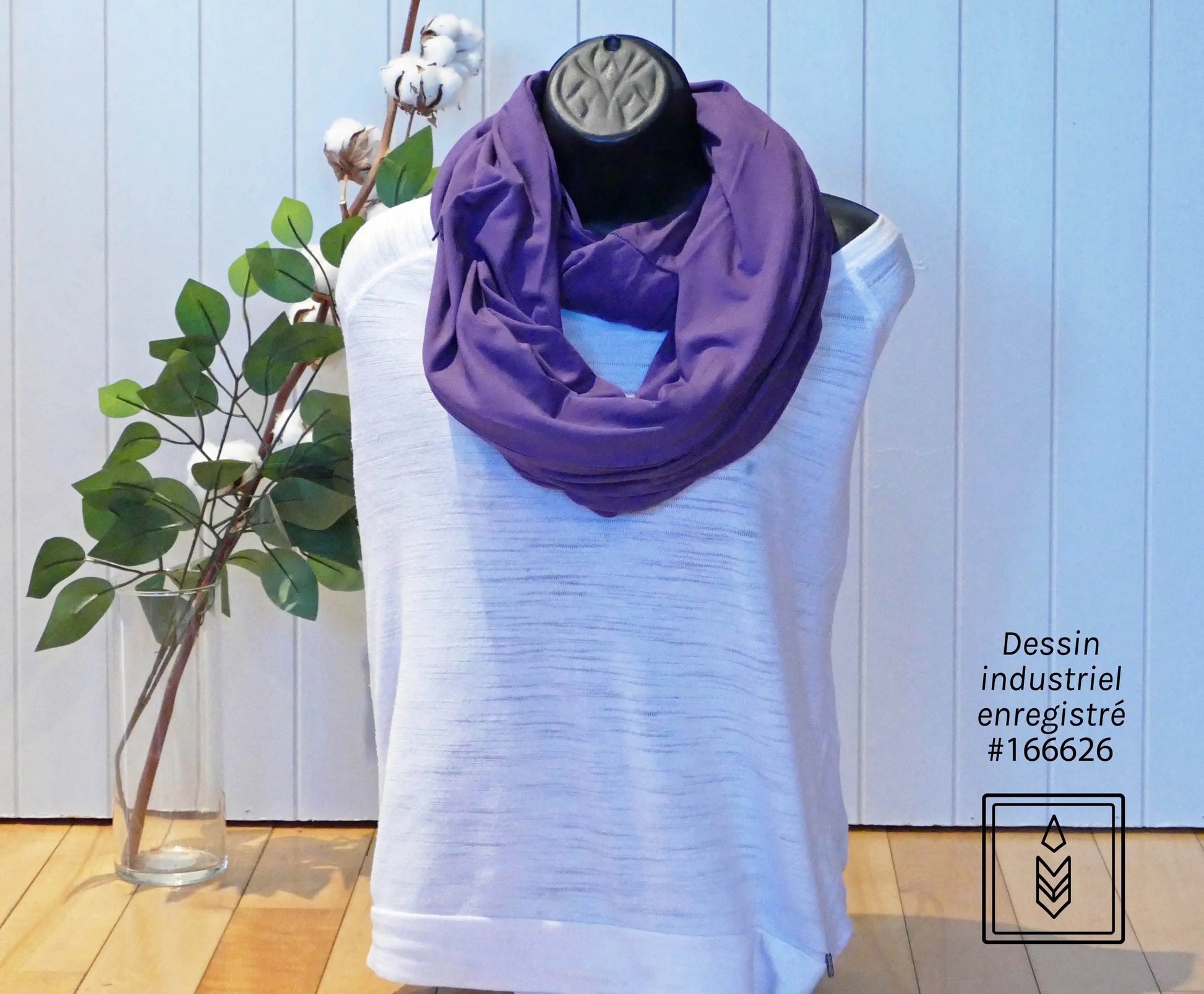 Foulard 5 en 1 en bambou mauve Famille Nomade