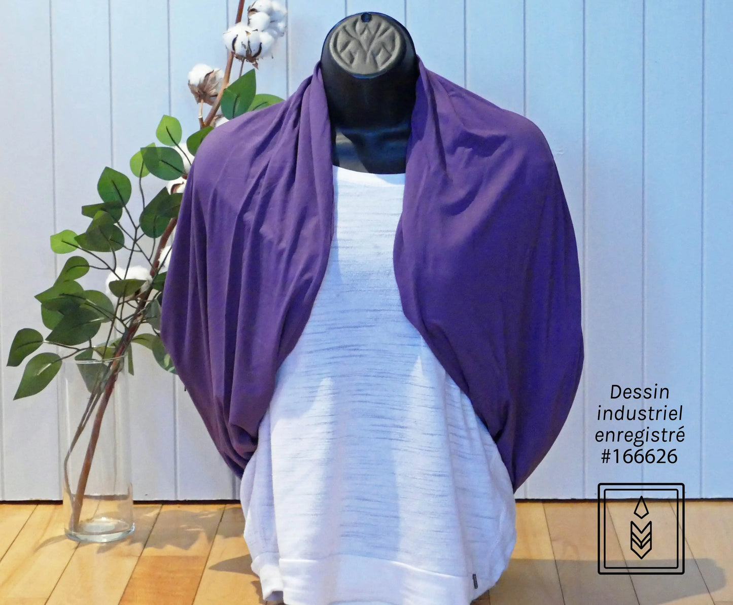 Foulard 5 en 1 en bambou mauve Famille Nomade