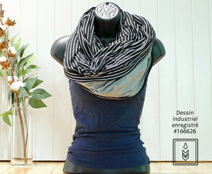 Foulard 5 en 1 en bambou noir et blanc Famille Nomade