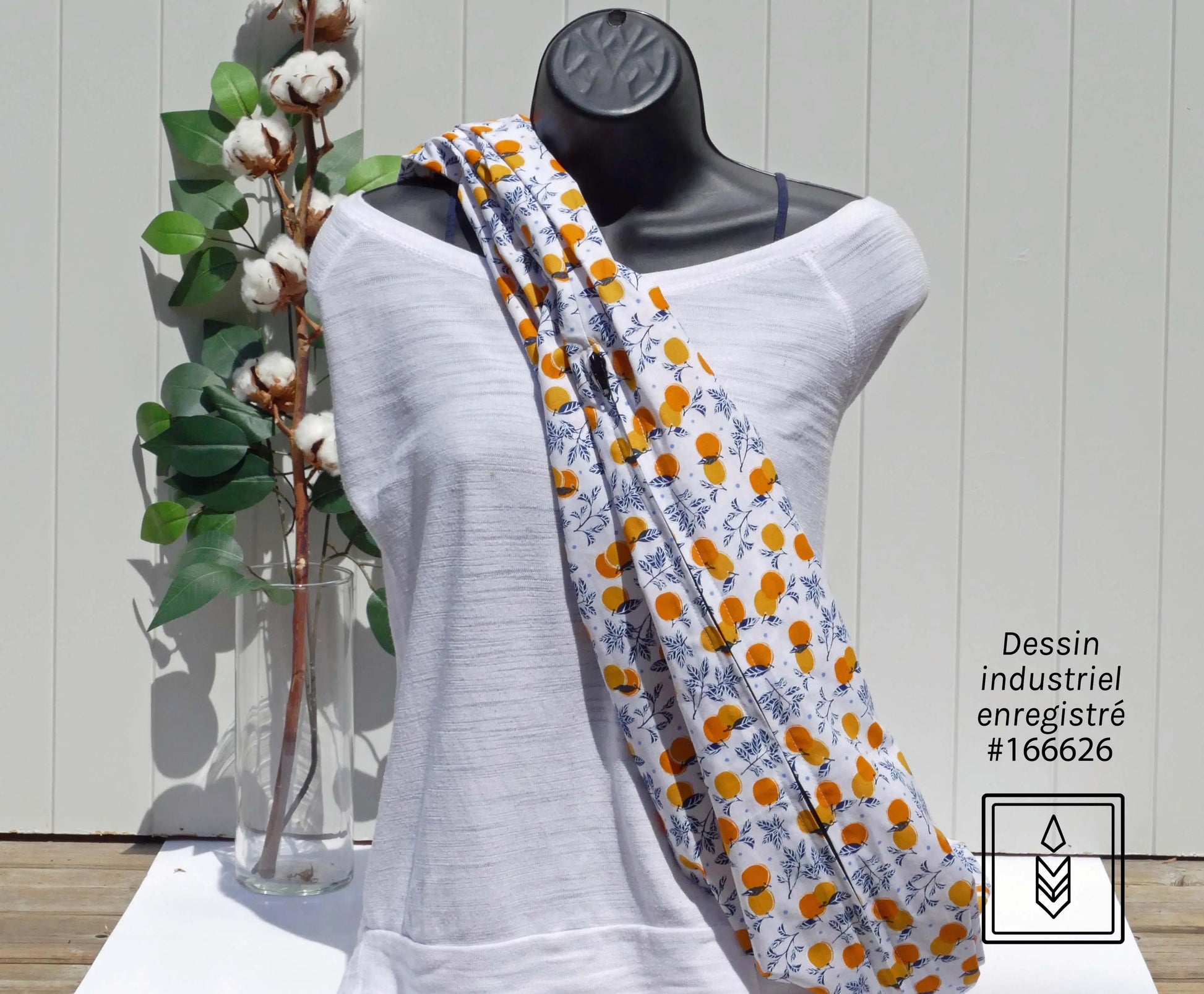 Foulard 5 en 1 motifs d'oranges Famille Nomade