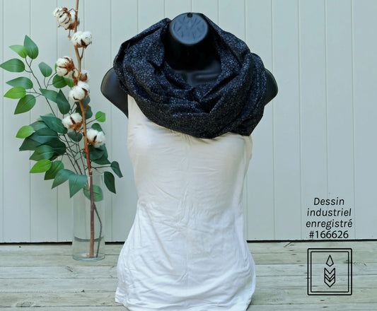 Foulard 5 en 1 noir fleuri Famille Nomade