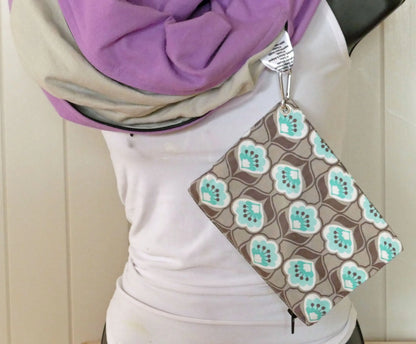Pochette fleuri turquoise pour foulard 5 en 1 Famille Nomade